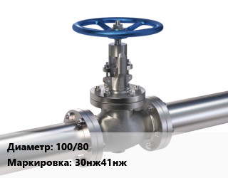 Задвижка нержавеющая 100/80 30нж41нж Ру16 клиновая, УХЛ, с выдвижным шпинделем, ручной, фланцевая, вода, пар, нефть, газ, шт цена По запросу где купить, условия доставки в Актау и Мангистауской области